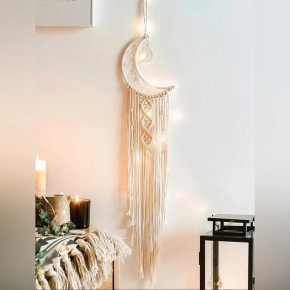 Hand Woven Boho Moon Dream Catcher - Picture 1 of 3